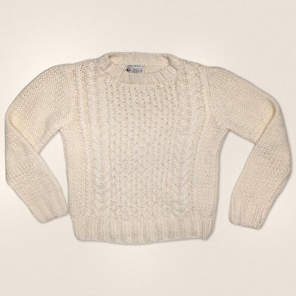 Vintage Grandma Handknit Cream Sweater by Rendezvous Size Medium - Picture 1 of 4